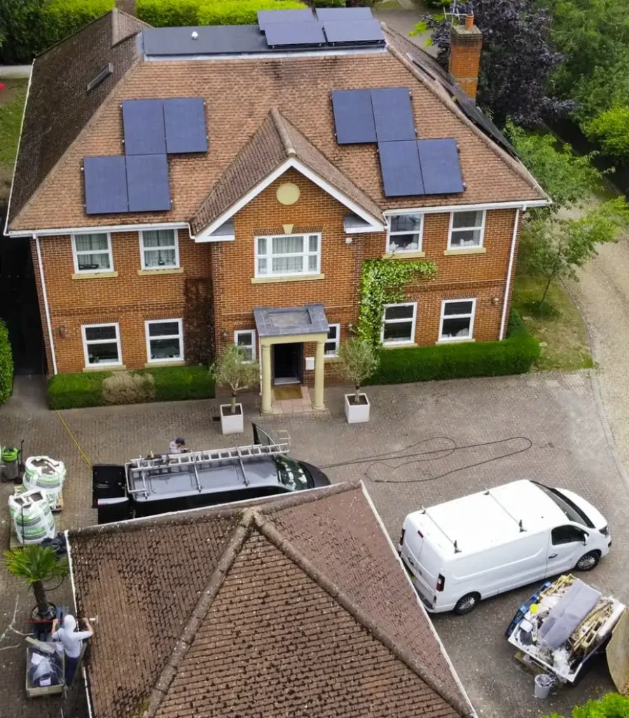 Residential roof cleaning at a private home