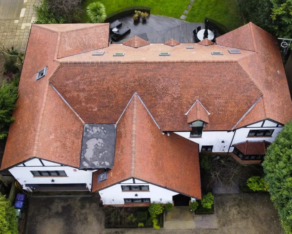 Roof after cleaning, viewed from above
