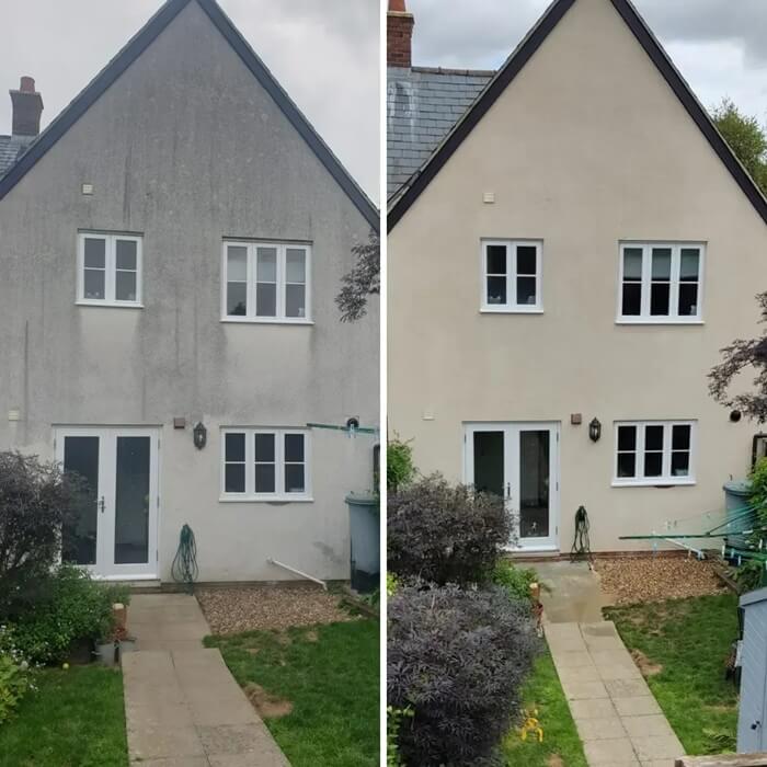Before and after cladding cleaning on a residential house in Bristol