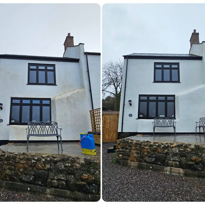 Residential property rear wall cleaned with professional cladding cleaning