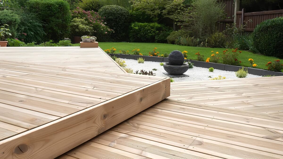 Wood decking after a professional cleaning