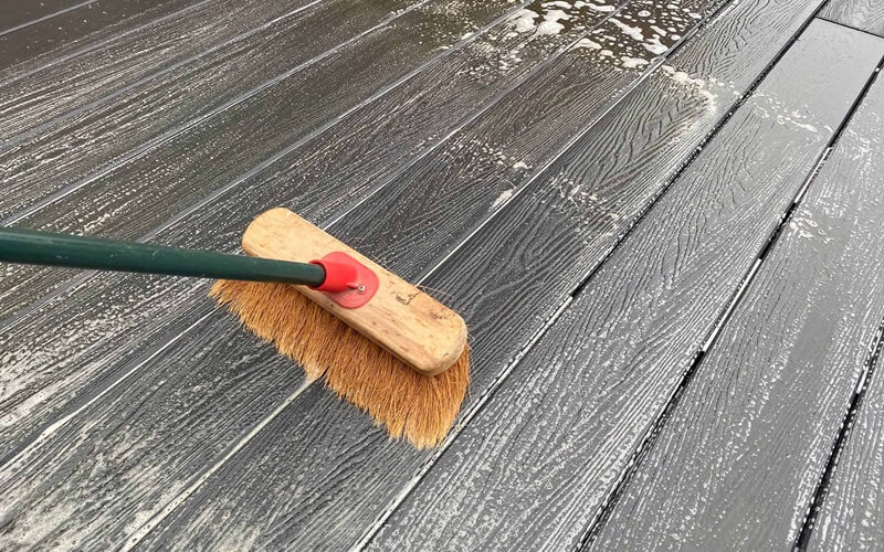 Cleaning composite decking soft brush
